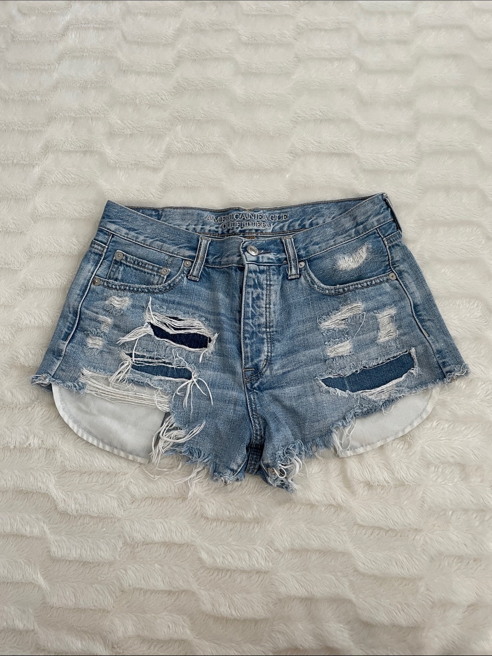 American Eagle Outfitters Light Blue Distressed Denim Cutoff Shorts